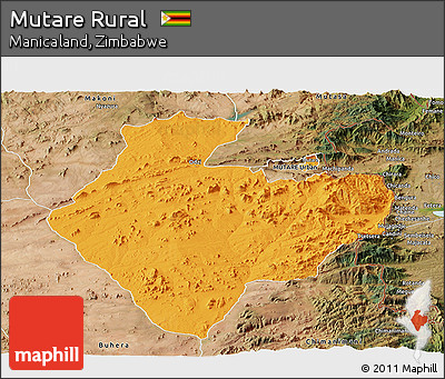 Political Panoramic Map of Mutare Rural, satellite outside