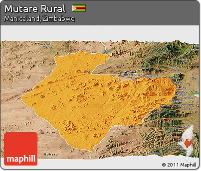 Political Panoramic Map of Mutare Rural, satellite outside