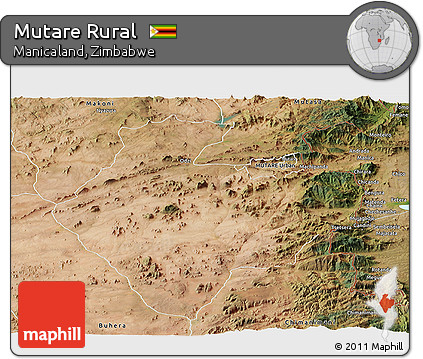 Satellite Panoramic Map of Mutare Rural