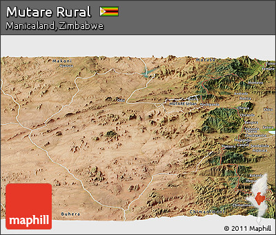 Satellite Panoramic Map of Mutare Rural