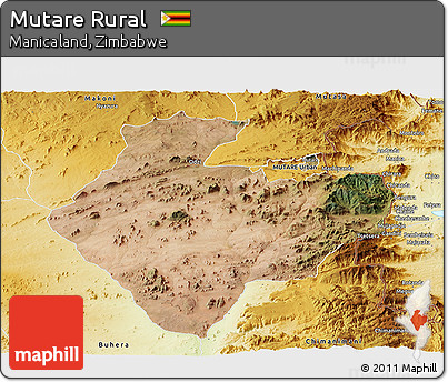 Satellite Panoramic Map of Mutare Rural, physical outside