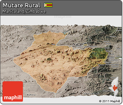 Satellite Panoramic Map of Mutare Rural, semi-desaturated