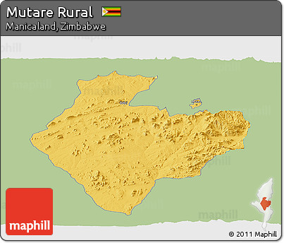 Savanna Style Panoramic Map of Mutare Rural, single color outside