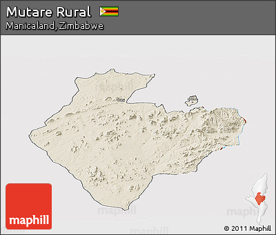 Shaded Relief Panoramic Map of Mutare Rural, cropped outside