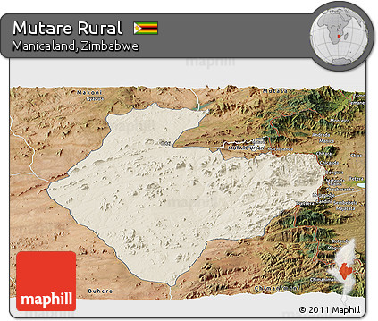 Shaded Relief Panoramic Map of Mutare Rural, satellite outside