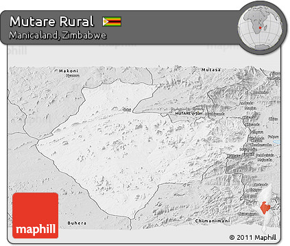 Silver Style Panoramic Map of Mutare Rural