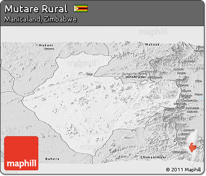 Silver Style Panoramic Map of Mutare Rural