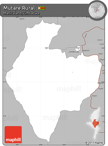 Gray Simple Map of Mutare Rural