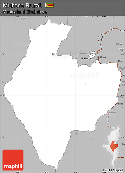 Gray Simple Map of Mutare Rural