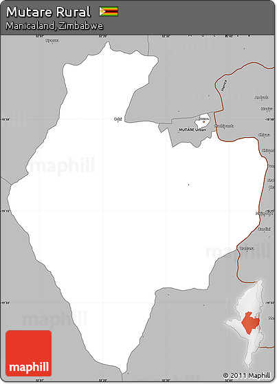 Gray Simple Map of Mutare Rural