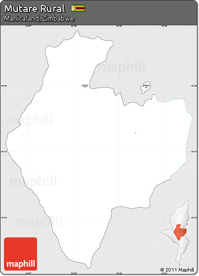 Silver Style Simple Map of Mutare Rural, single color outside