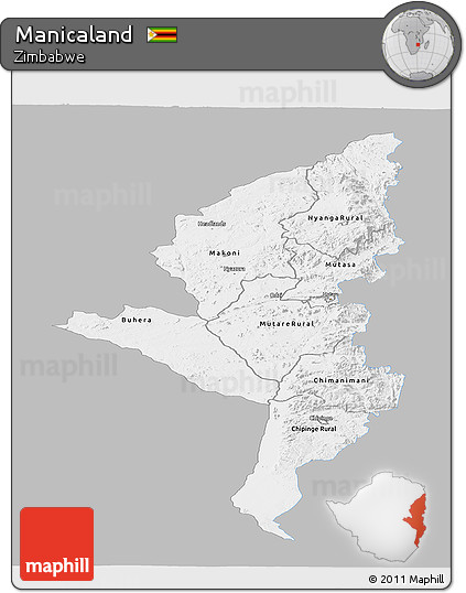 Gray Panoramic Map of Manicaland, single color outside