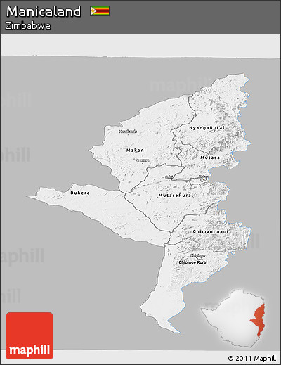 Gray Panoramic Map of Manicaland, single color outside