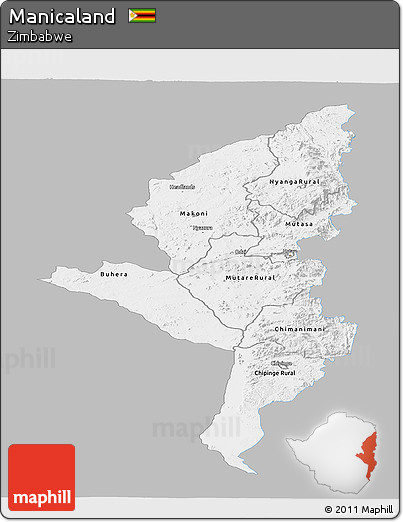 Gray Panoramic Map of Manicaland, single color outside