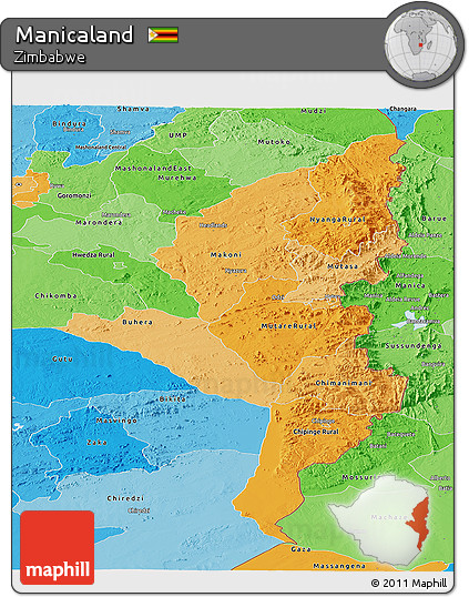 Political Shades Panoramic Map of Manicaland