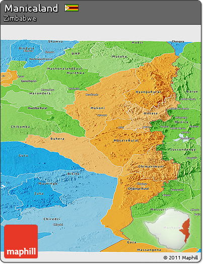 Political Shades Panoramic Map of Manicaland
