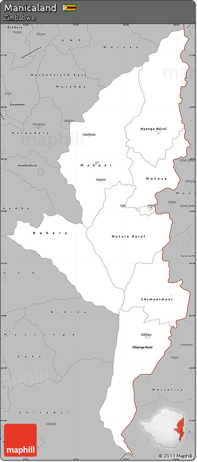 Gray Simple Map of Manicaland