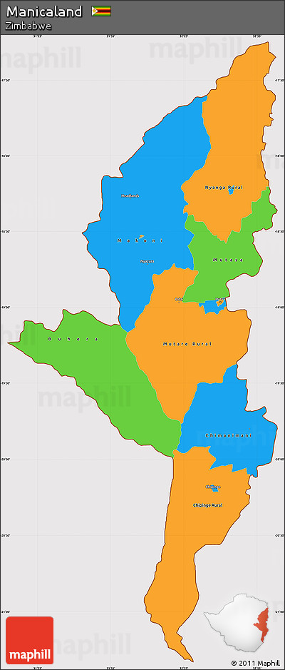 Political Simple Map of Manicaland, cropped outside