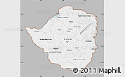 Gray Map of Zimbabwe, single color outside