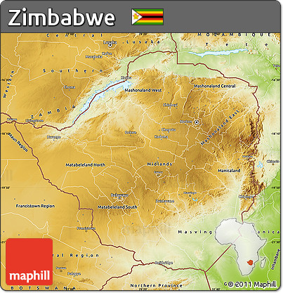 Physical Map of Zimbabwe