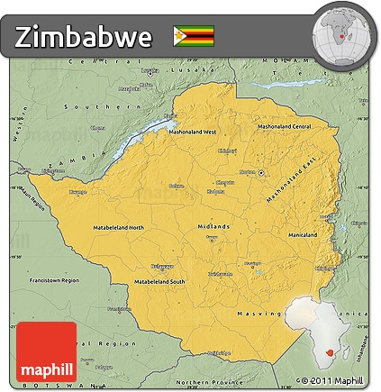 Savanna Style Map of Zimbabwe