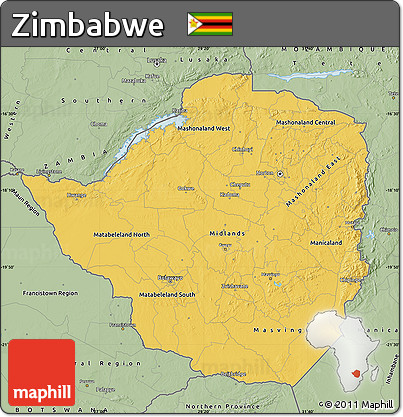 Savanna Style Map of Zimbabwe