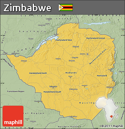 Savanna Style Map of Zimbabwe
