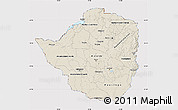 Shaded Relief Map of Zimbabwe, cropped outside