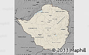 Shaded Relief Map of Zimbabwe, darken, desaturated