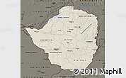 Shaded Relief Map of Zimbabwe, darken