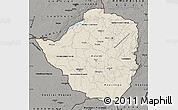 Shaded Relief Map of Zimbabwe, darken, semi-desaturated