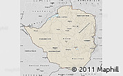 Shaded Relief Map of Zimbabwe, desaturated