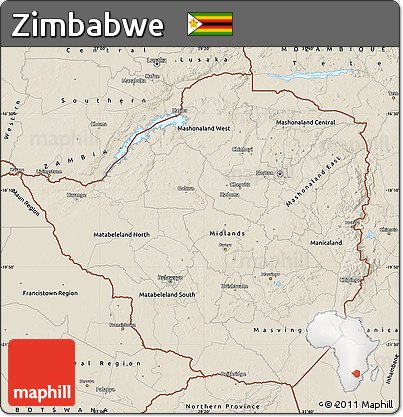 Shaded Relief Map of Zimbabwe
