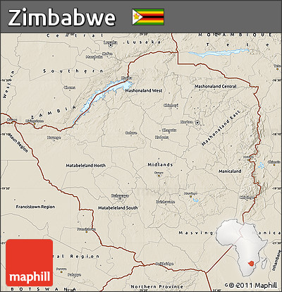Shaded Relief Map of Zimbabwe