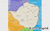 Shaded Relief Map of Zimbabwe, political shades outside