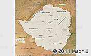 Shaded Relief Map of Zimbabwe, satellite outside