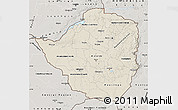 Shaded Relief Map of Zimbabwe, semi-desaturated
