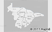Gray 3D Map of Mashonaland Central, single color outside