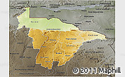 Physical 3D Map of Mashonaland Central, darken, semi-desaturated