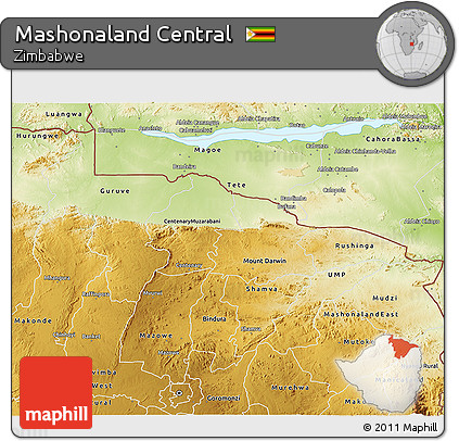 Physical 3D Map of Mashonaland Central