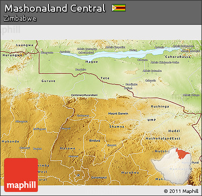 Physical 3D Map of Mashonaland Central