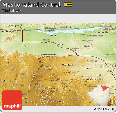 Physical 3D Map of Mashonaland Central