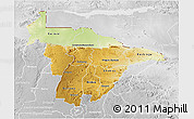 Physical 3D Map of Mashonaland Central, lighten, desaturated
