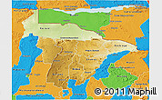 Physical 3D Map of Mashonaland Central, political outside