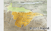 Physical 3D Map of Mashonaland Central, semi-desaturated
