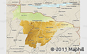Physical 3D Map of Mashonaland Central, shaded relief outside