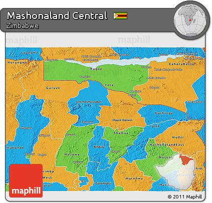 Political 3D Map of Mashonaland Central