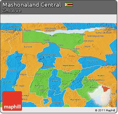 Political 3D Map of Mashonaland Central