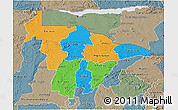 Political 3D Map of Mashonaland Central, semi-desaturated