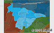Political Shades 3D Map of Mashonaland Central, darken
